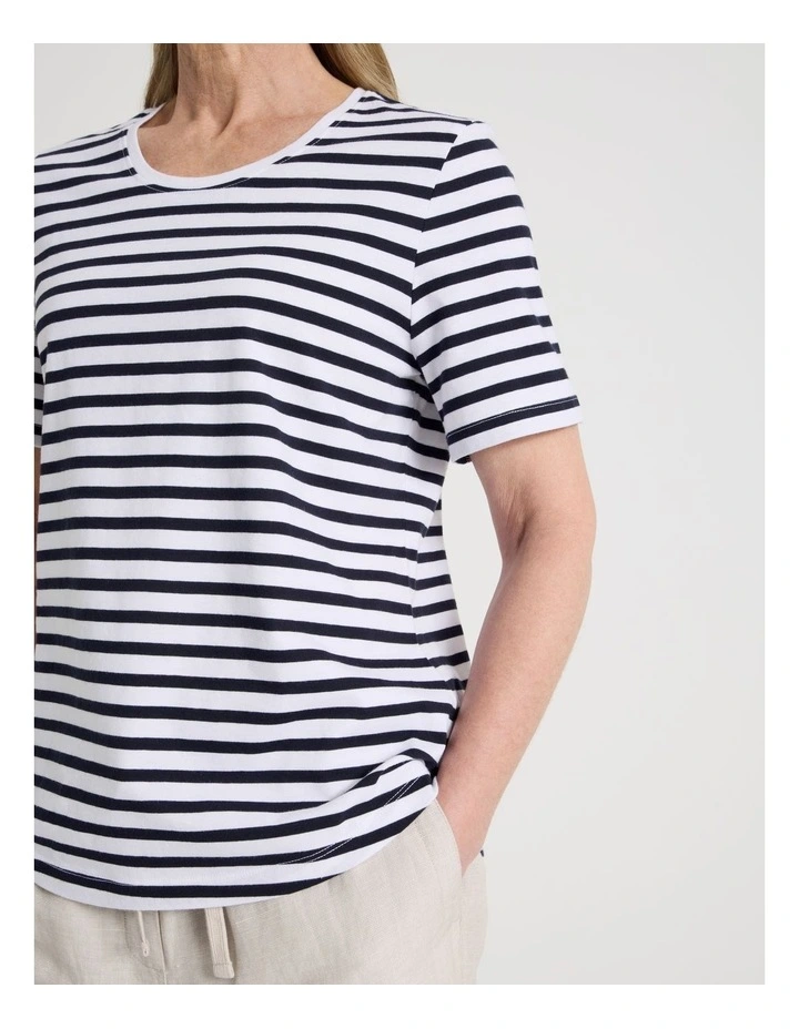 Wardrobe Staple Short Sleeve Tee in Navy/White Stripe image 4