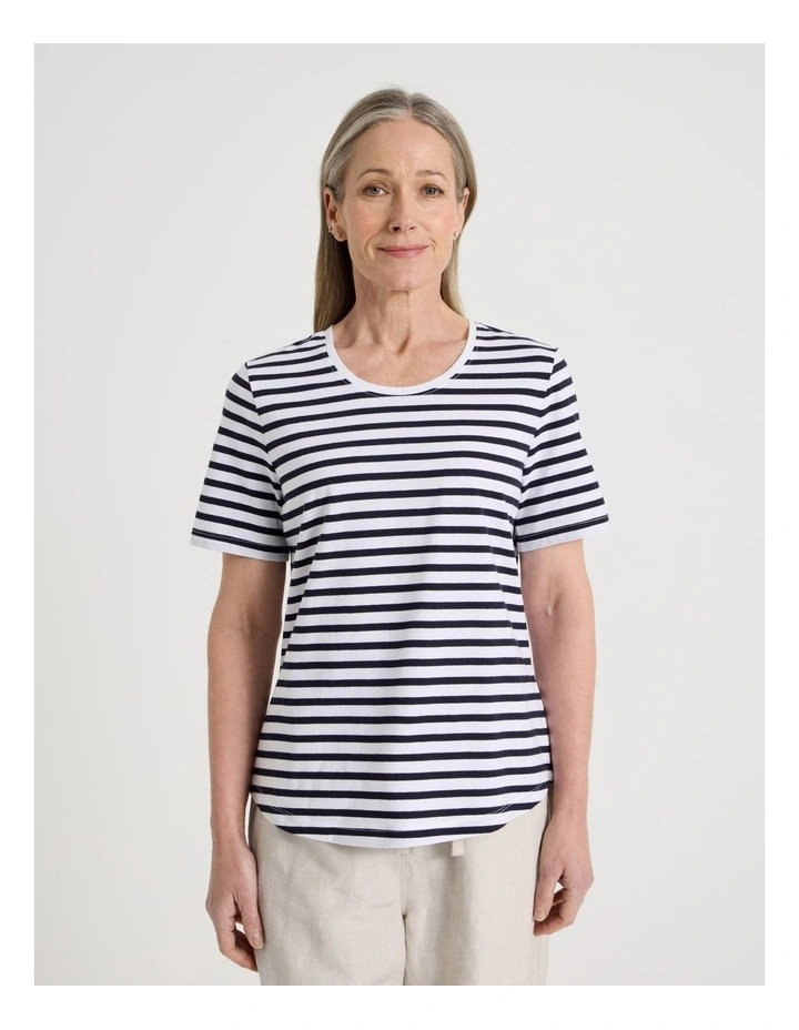 Wardrobe Staple Short Sleeve Tee in Navy/White Stripe image 5