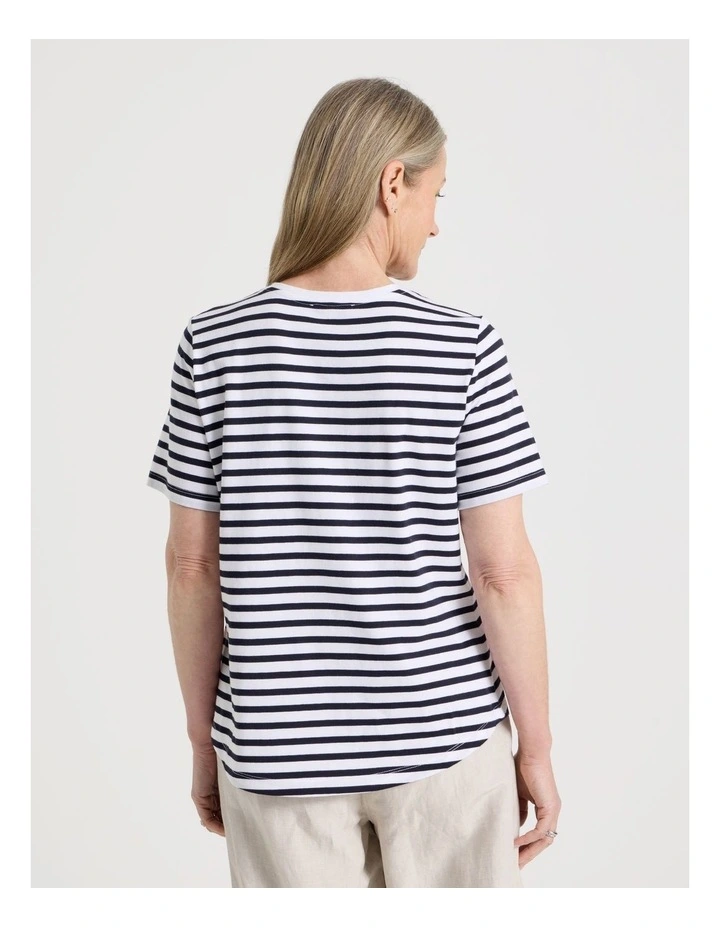 Wardrobe Staple Short Sleeve Tee in Navy/White Stripe image 6