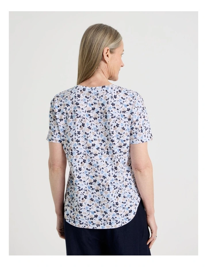 Wardrobe Staple Short Sleeve Tee in Blues/Neutral Watercolour Ditsy Floral image 6