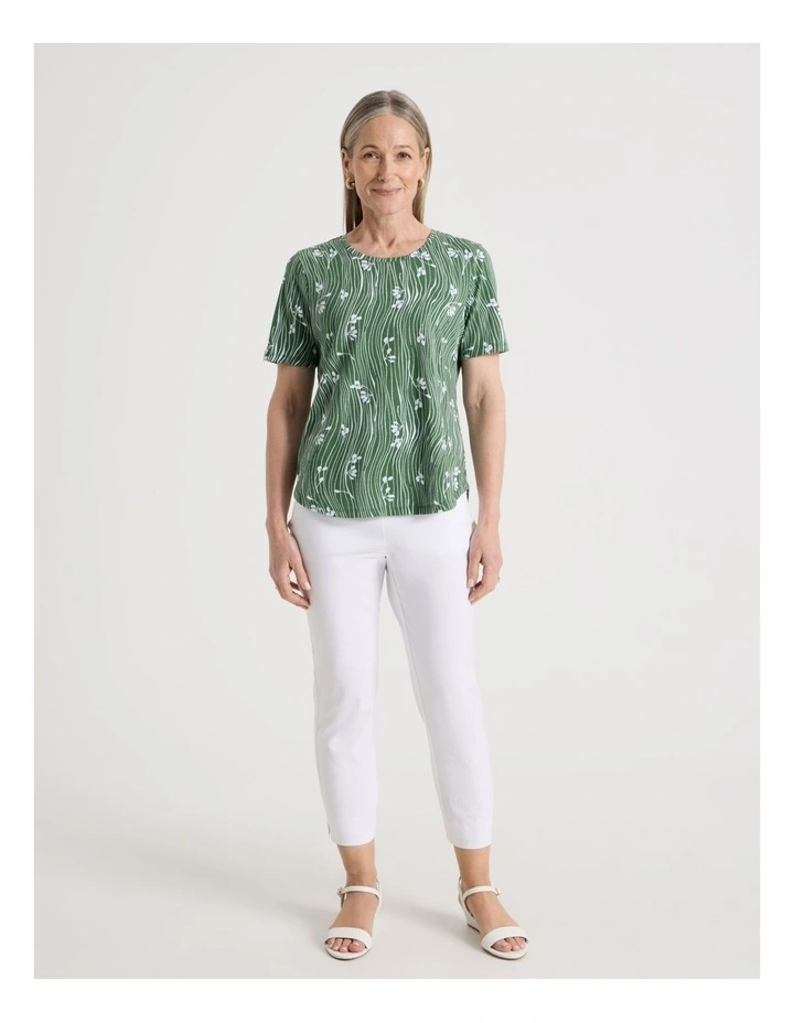 Wardrobe Staple Short Sleeve Tee in Green/White Wavy Stripe/Floral Print image 7