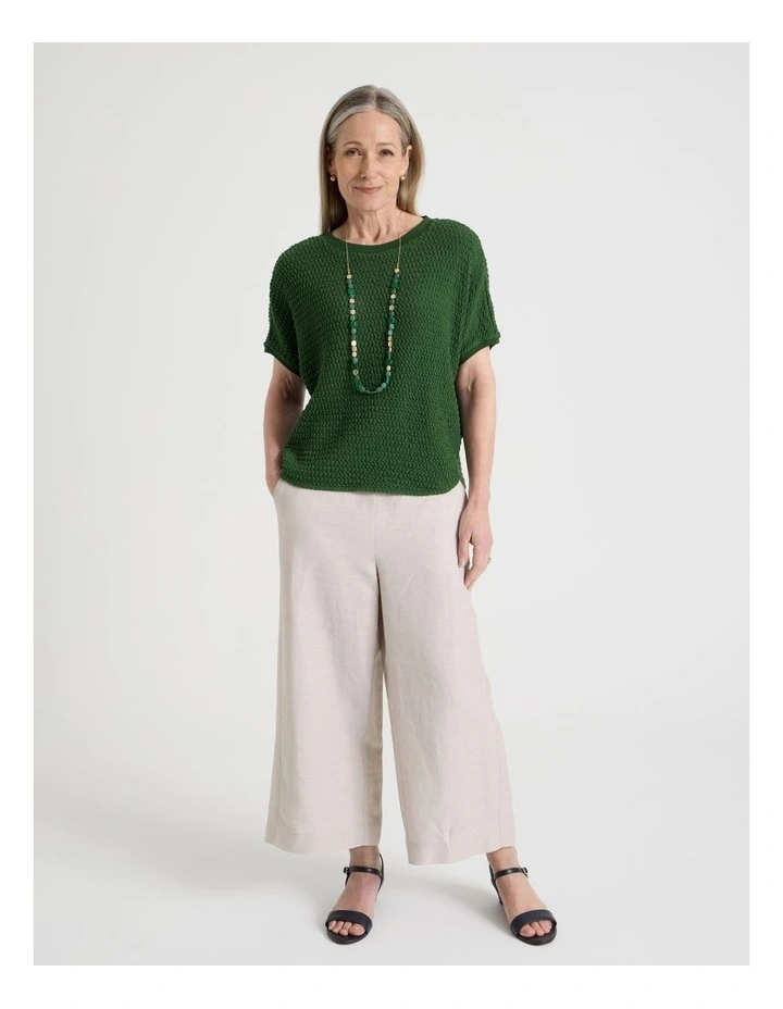 Extended Short Sleeve Tee with Curved Hem in Leaf Green image 2