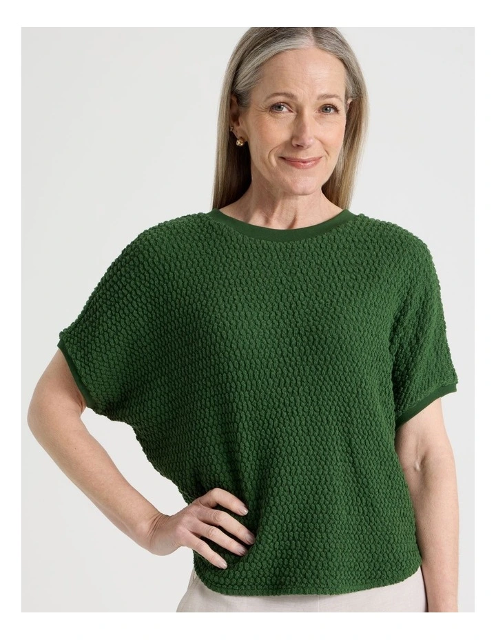 Extended Short Sleeve Tee with Curved Hem in Leaf Green image 5