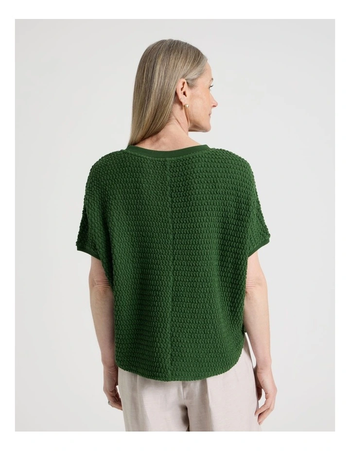 Extended Short Sleeve Tee with Curved Hem in Leaf Green image 6