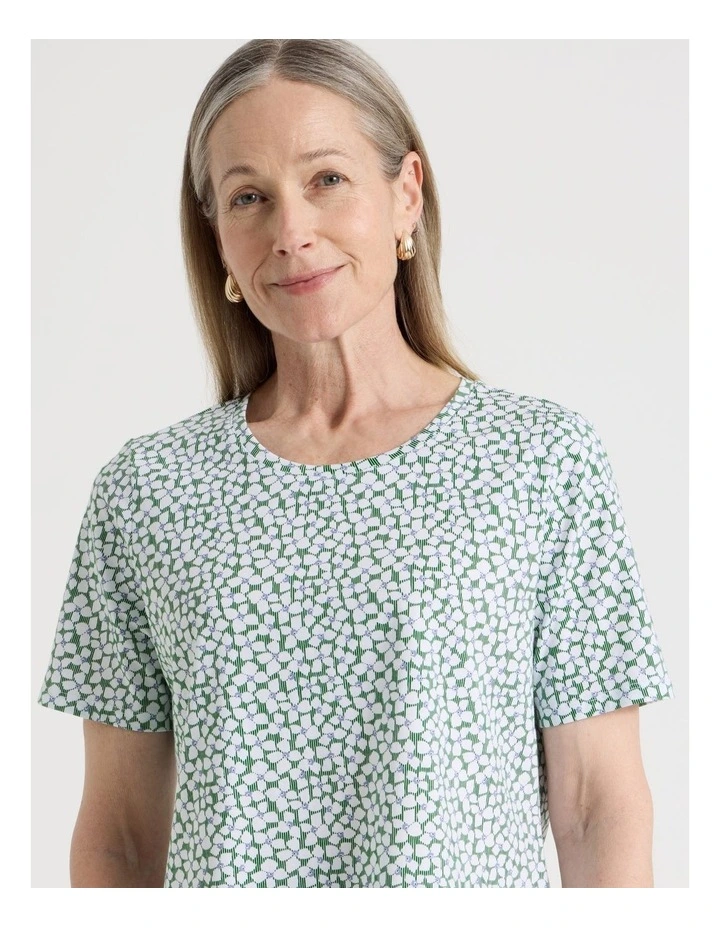 Petites Wardrobe Staple Short Sleeve Tee in White/Blue/Green Min Geo Floral image 3