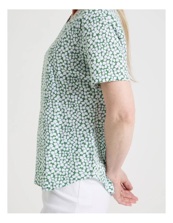 Petites Wardrobe Staple Short Sleeve Tee in White/Blue/Green Min Geo Floral image 4