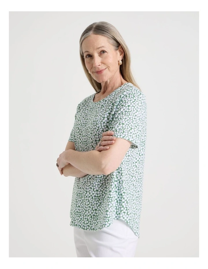 Petites Wardrobe Staple Short Sleeve Tee in White/Blue/Green Min Geo Floral image 5
