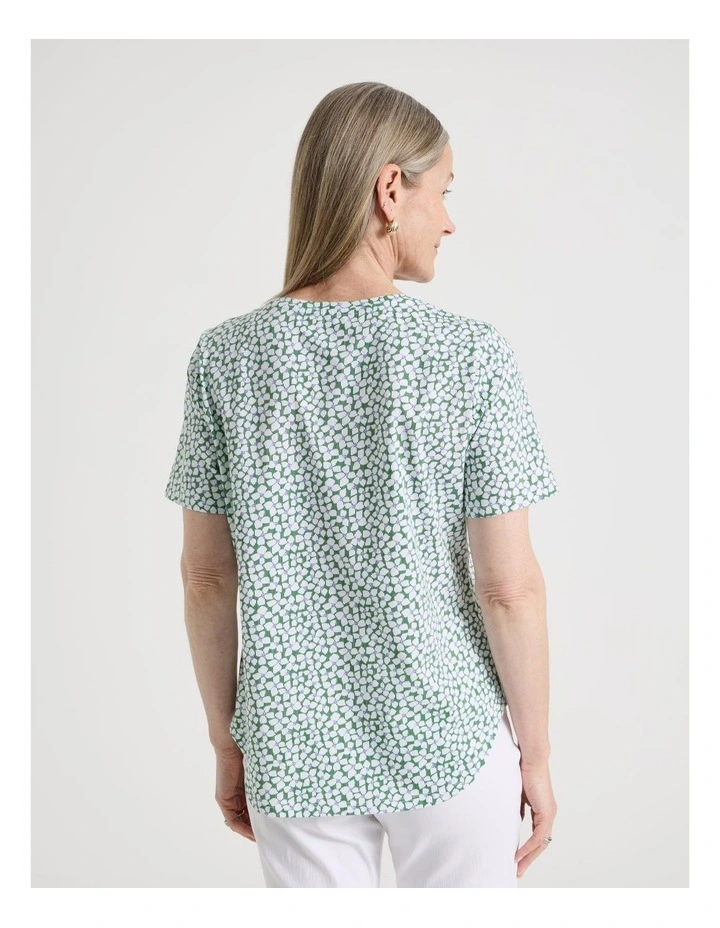 Petites Wardrobe Staple Short Sleeve Tee in White/Blue/Green Min Geo Floral image 6