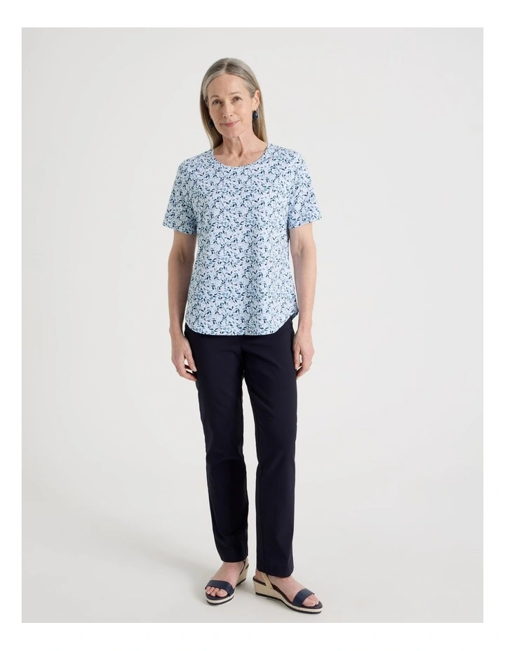 Petites Wardrobe Staple Short Sleeve Tee in Blues/Navy Ditsy Floral image 2
