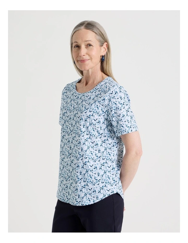 Petites Wardrobe Staple Short Sleeve Tee in Blues/Navy Ditsy Floral image 3