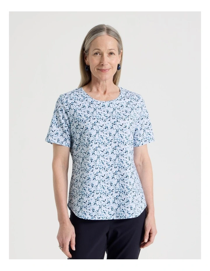 Petites Wardrobe Staple Short Sleeve Tee in Blues/Navy Ditsy Floral image 5