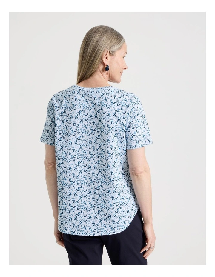 Petites Wardrobe Staple Short Sleeve Tee in Blues/Navy Ditsy Floral image 6