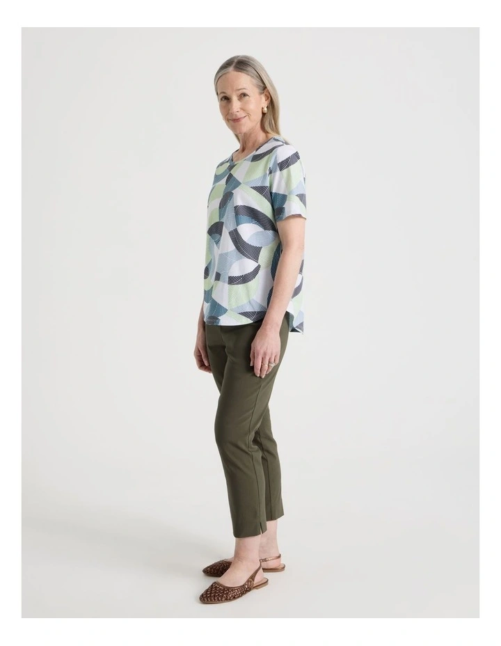 Petites Wardrobe Staple Short Sleeve Tee in Blue/Mint/Teal/White Large Abstract image 2