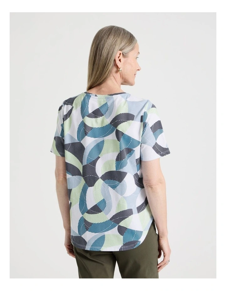 Petites Wardrobe Staple Short Sleeve Tee in Blue/Mint/Teal/White Large Abstract image 5