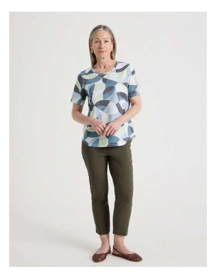 Petites Wardrobe Staple Short Sleeve Tee in Blue/Mint/Teal/White Large Abstract image 6