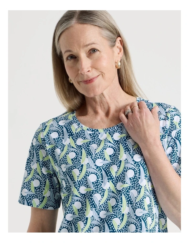 Petites Wardrobe Staple Short Sleeve Tee in Teal/Mint/White Spot image 1