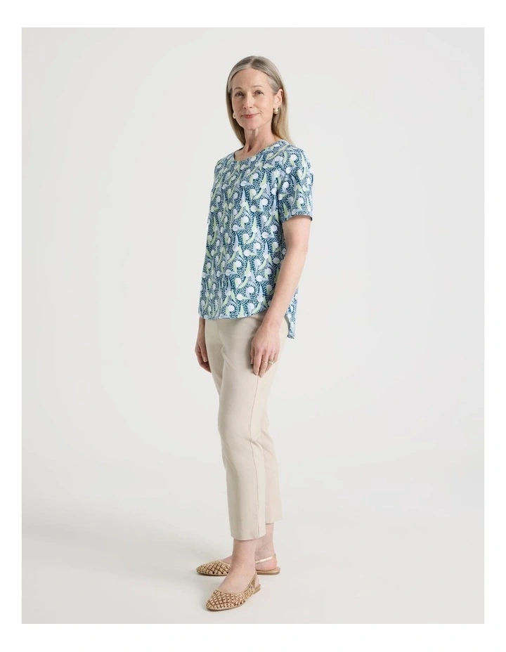 Petites Wardrobe Staple Short Sleeve Tee in Teal/Mint/White Spot image 2