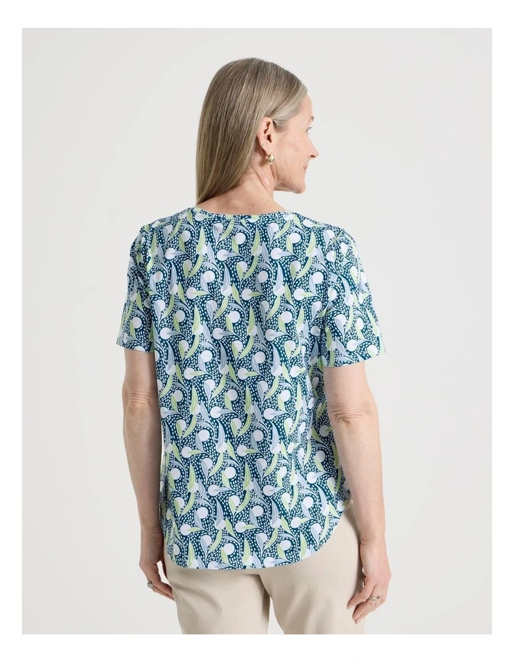 Petites Wardrobe Staple Short Sleeve Tee in Teal/Mint/White Spot image 6