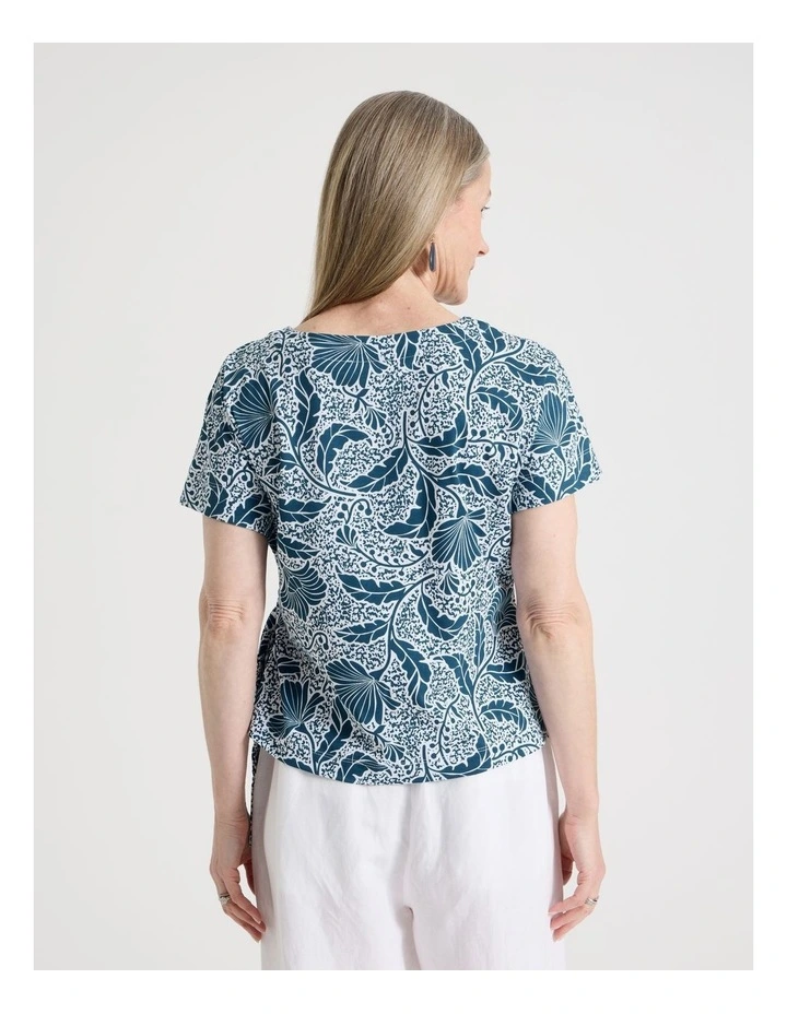 Petites Tie Side Short Sleeve Tee in Teal/White Floral image 6