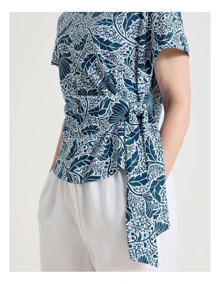 Petites Tie Side Short Sleeve Tee in Teal/White Floral image 7