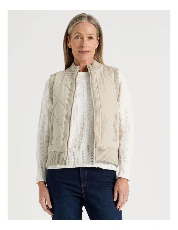 Quilted Vest With Chunky Ribs in Stone image 1