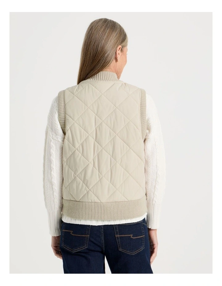 Quilted Vest With Chunky Ribs in Stone image 5