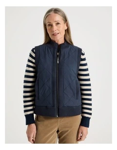 Quilted Vest With Chunky Ribs in Navy