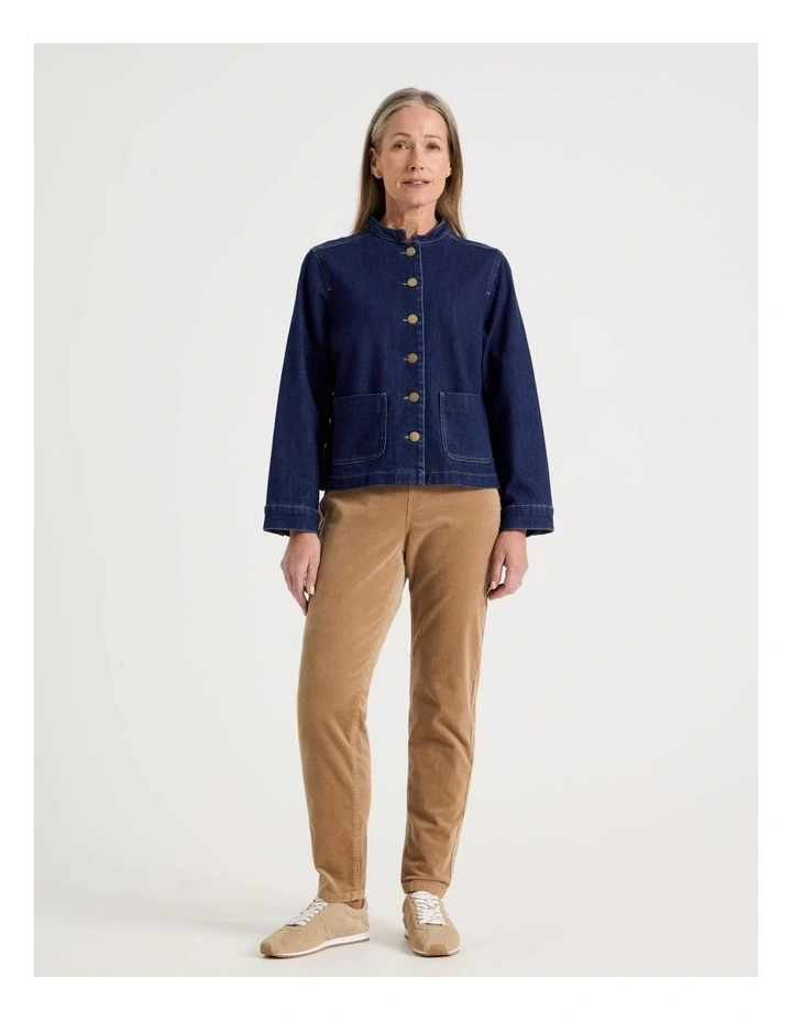 Stand Collar Denim Jacket in indigo image 2