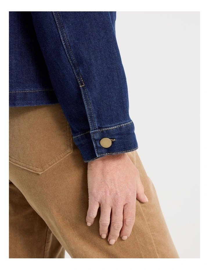 Stand Collar Denim Jacket in indigo image 7