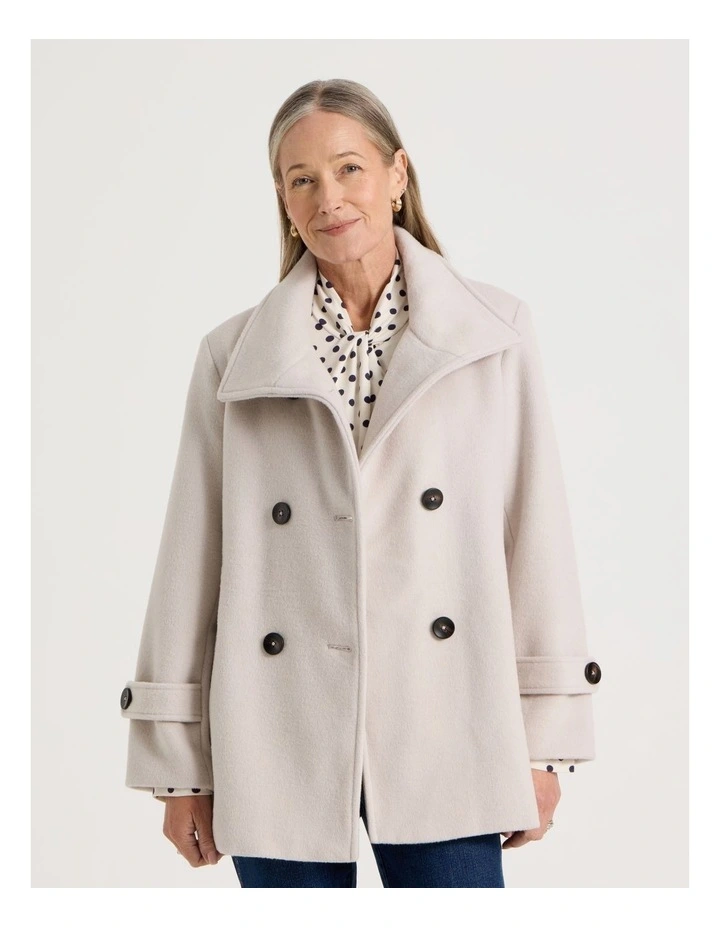 Fully Lined Double Breasted Jacket in Neutral image 1
