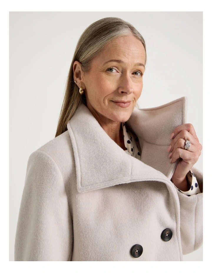 Fully Lined Double Breasted Jacket in Neutral image 2