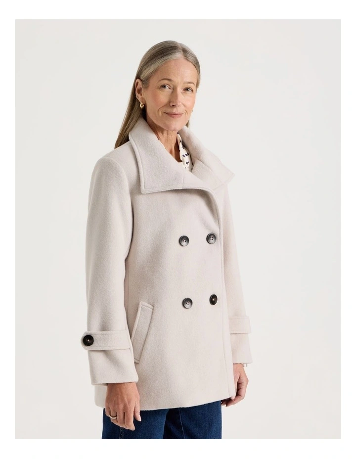 Fully Lined Double Breasted Jacket in Neutral image 3