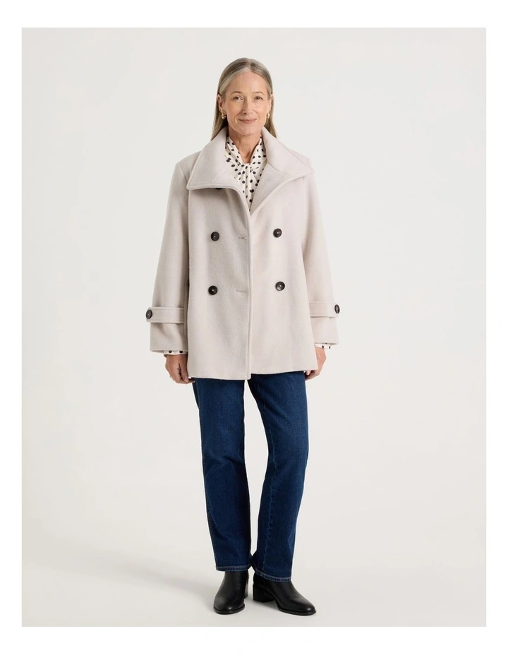 Fully Lined Double Breasted Jacket in Neutral image 4