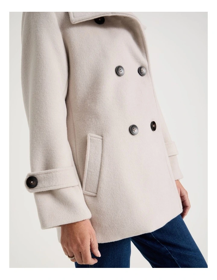 Fully Lined Double Breasted Jacket in Neutral image 7