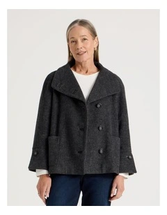 Funnel Neck Short Jacket in Charcoal