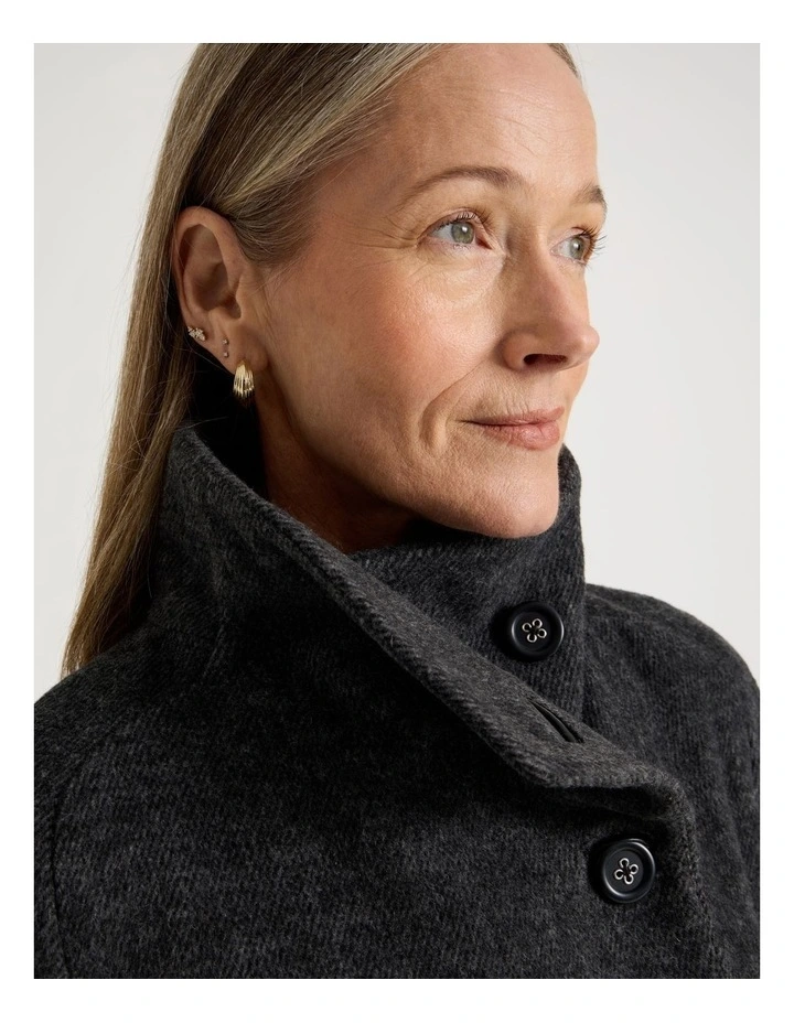 Funnel Neck Short Jacket in Charcoal image 3