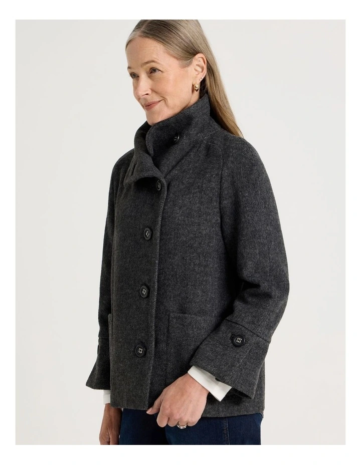 Funnel Neck Short Jacket in Charcoal image 4