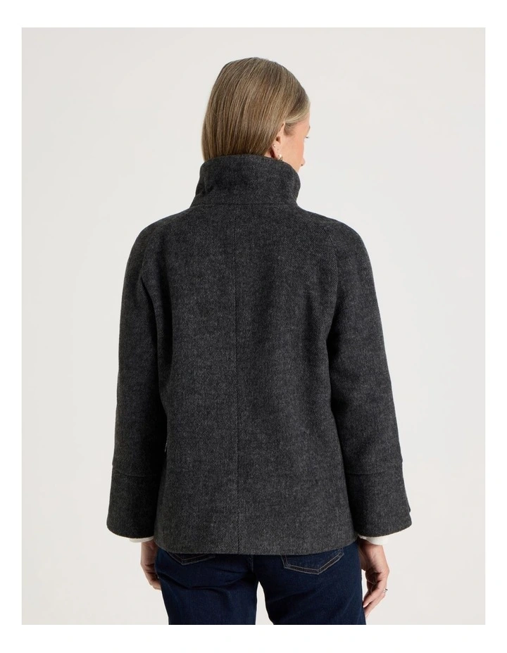 Funnel Neck Short Jacket in Charcoal image 6