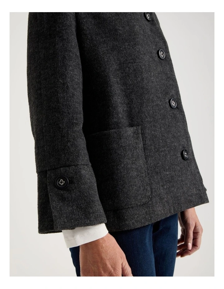 Funnel Neck Short Jacket in Charcoal image 7