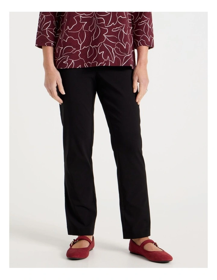 Wardrobe Staple Stretch Full Leg Straight Pant in Black image 2