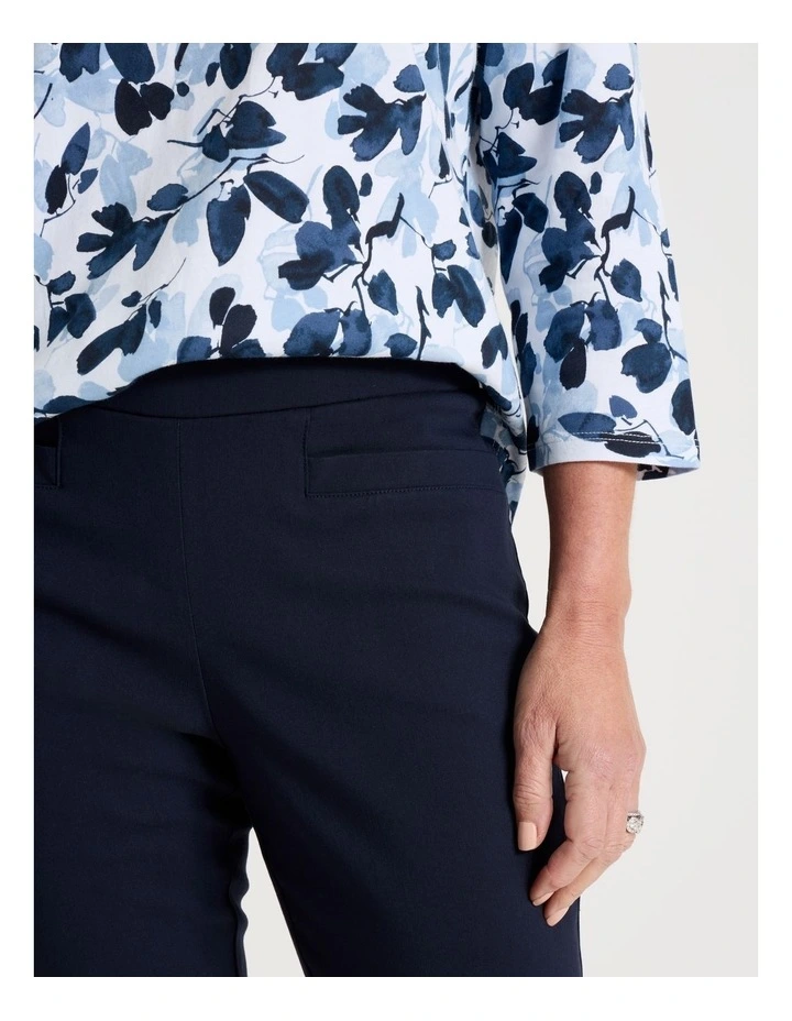 Wardrobe Staple Stretch Full Length Straight Pant in Navy image 3