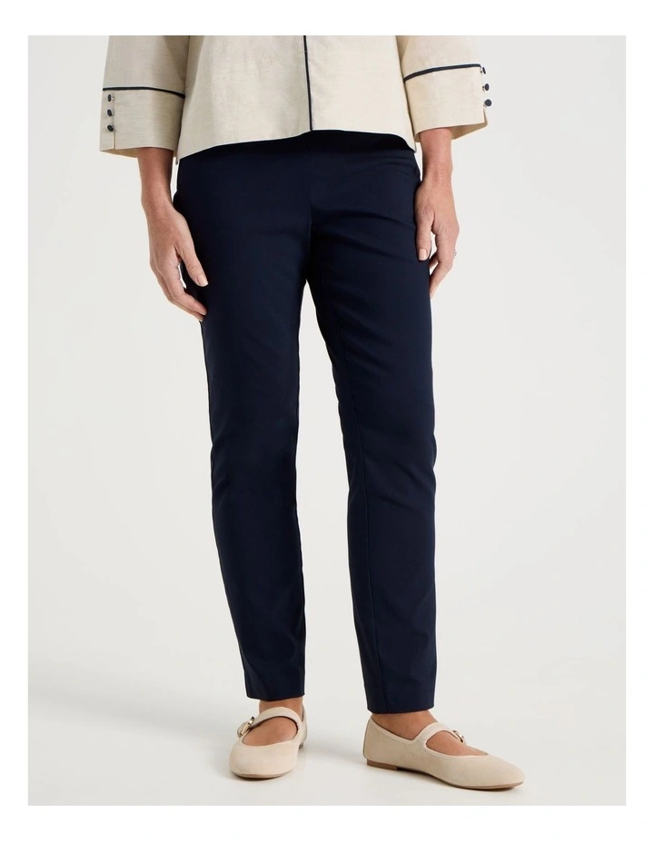 Wardrobe Staple Stretch Full Length Slim Pant in Navy image 2