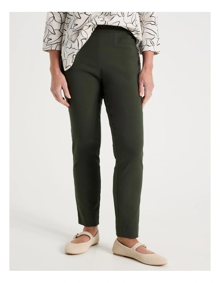 Wardrobe Staple Stretch Full Length Slim Pant in Olive image 4