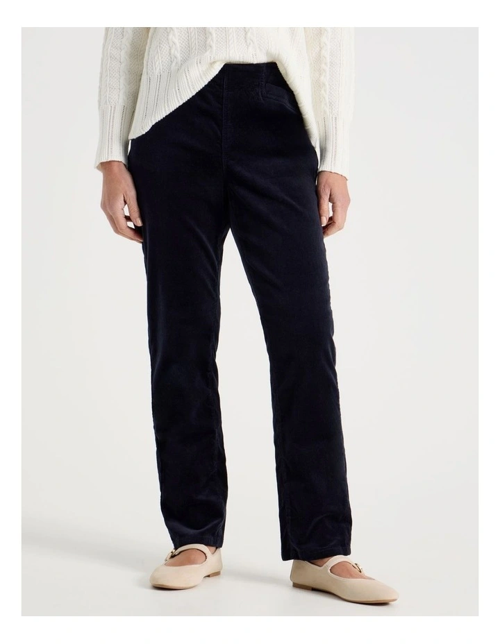 Pull On Full Length Straight Cord Pant in Navy image 2