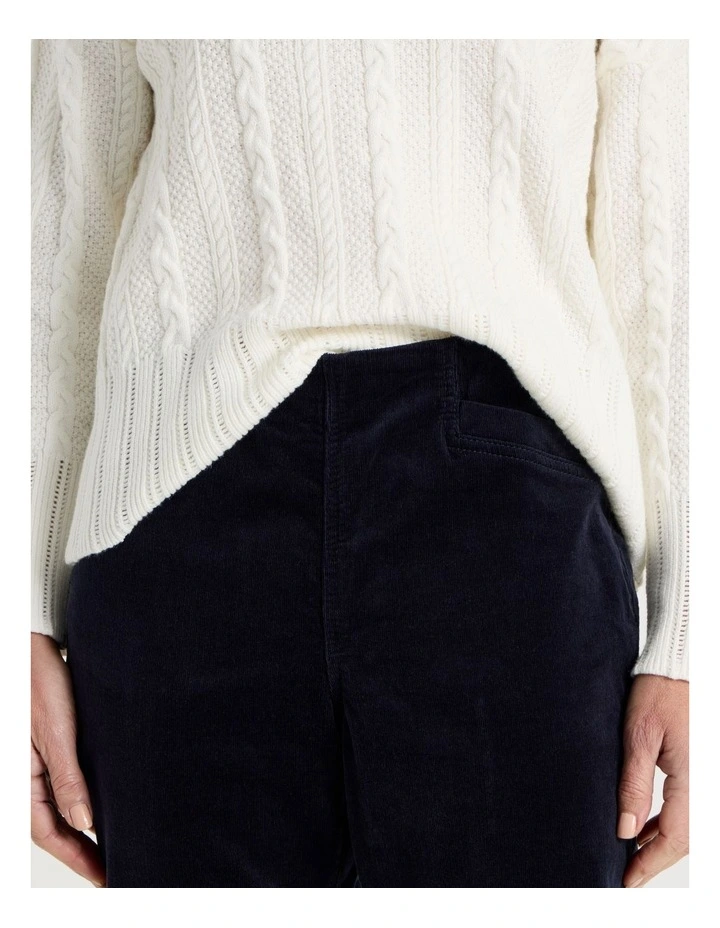 Pull On Full Length Straight Cord Pant in Navy image 3