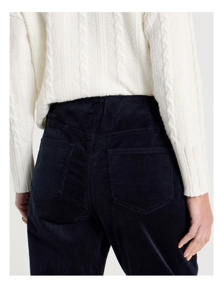 Pull On Full Length Straight Cord Pant in Navy image 5