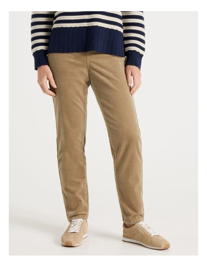 Pull On Full Leg Straight Cord Pant in Camel image 2