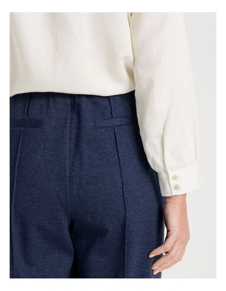 Wide Leg Smart Knit Pant in Navy Check image 4