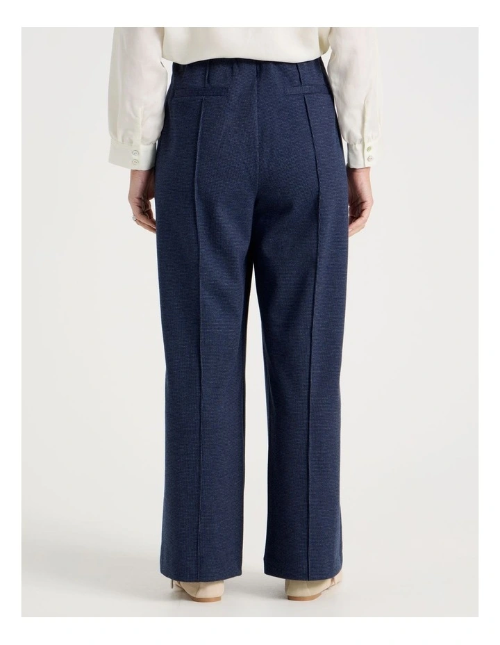 Wide Leg Smart Knit Pant in Navy Check image 5