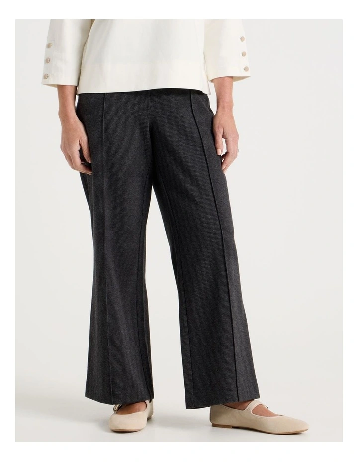Wide Leg Smart Knit Pant in Charcoal Check image 2